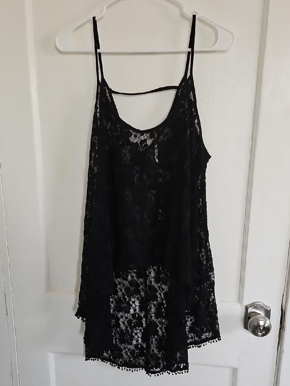 Poof! Black Lace Polka Dot Trim Top